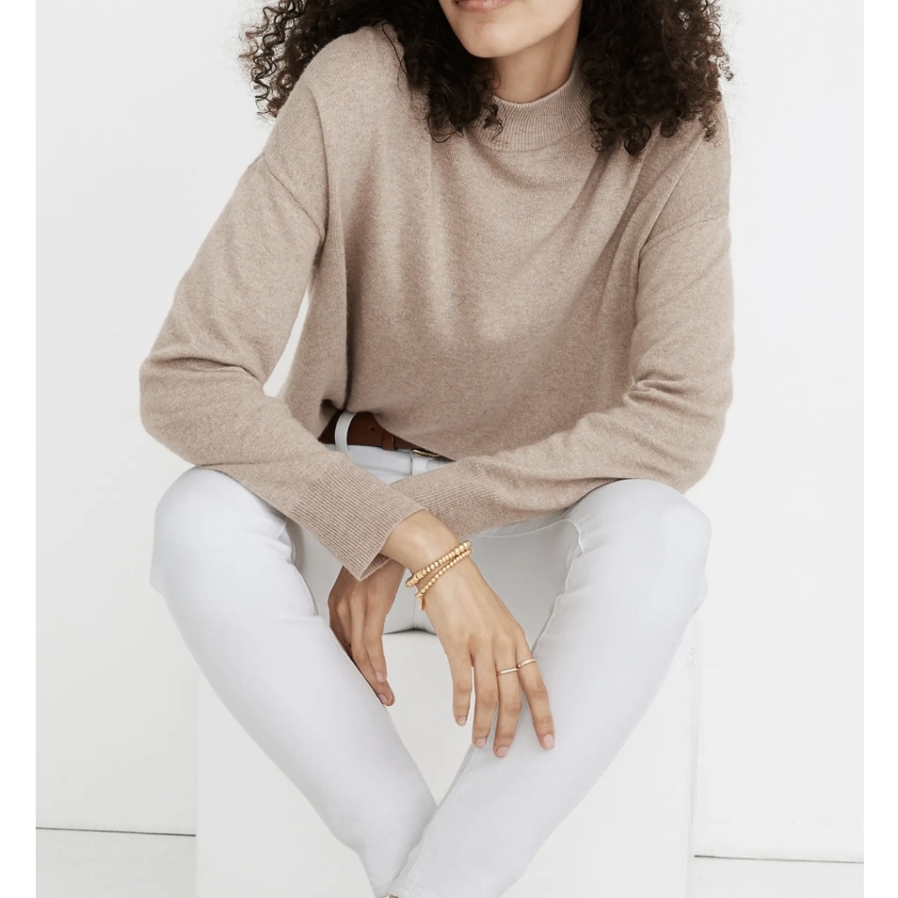 Madewell Ashbury Mock Neck Sweater in Heather Hazelwood Size XS